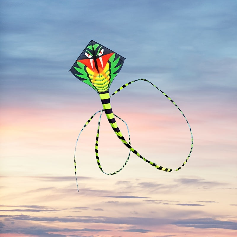 Cerf-volant G¨¦ant Cobra Vert avec Planche de Ligne Gratuite - Durable, Montage Facile pour le Plaisir en Ext¨¦rieur - Parfait pour le Jeu sur la Plage & au Parc, Cadeau Id¨¦al pour Halloween ou No?l, Meilleur pour No?l