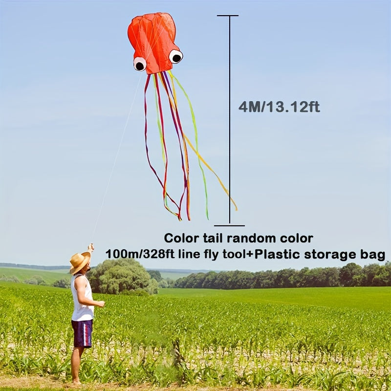 cerf-volant Pieuvre de 5 m¨¨tres\u002F4 m¨¨tres (outil de lacher inclus) Weifang avec Queue Color¨¦e Longue, Produit de Divertissement Sportif en Plein Air