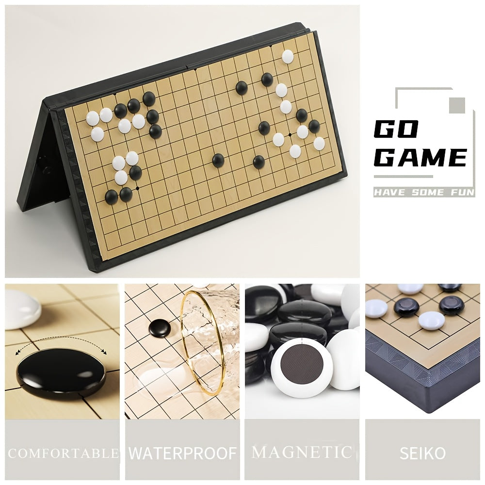 Ensemble de jeu de Go pliable magn¨¦tique de luxe de 11,41 pouces avec 19x tableau + 300 pi¨¨ces noires et blanches, id¨¦al pour les f¨ºtes et les activit¨¦s de plein air, No?l et Thanksgiving