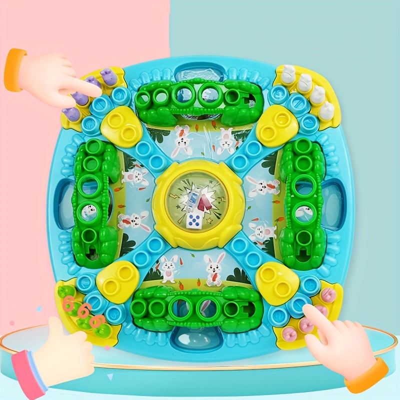 Jeu d'¨¦checs Volant Petit Lapin - Strat¨¦gie Familiale Interactif pour 4 Joueurs, Jouet ¨¦ducatif pour 3 ans et plus, Pi¨¨ces de Lapins Color¨¦es & Conception Amusante de Tunnels, Mat¨¦riau ABS Durable, Cadeau Id¨¦al pour Anniversaire et No?l