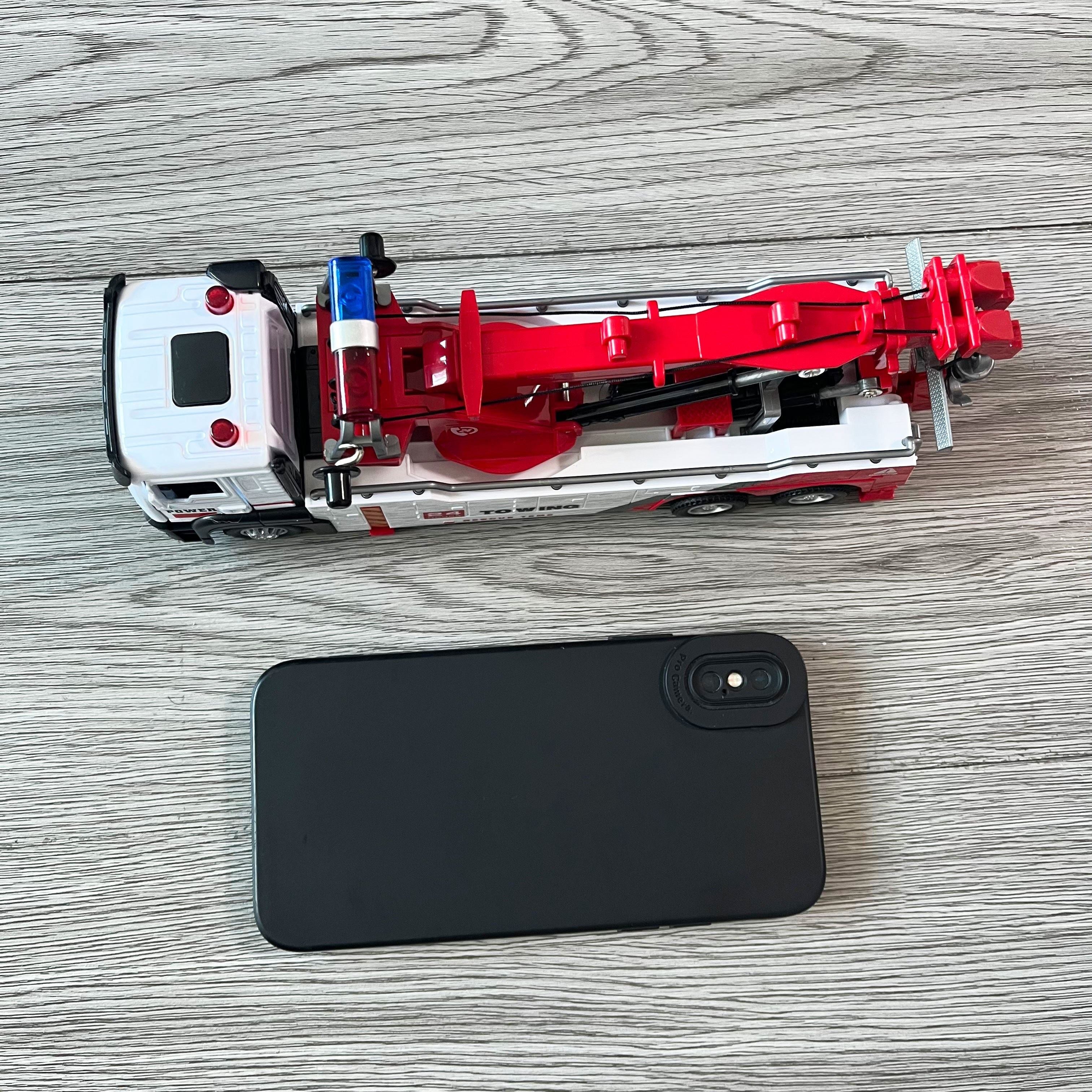 V¨¦hicule de sauvetage lourd ¨¤ tirer en plastique avec bras t¨¦lescopique et effets sonores pour gar?ons, cadeau pour les ages 6-12