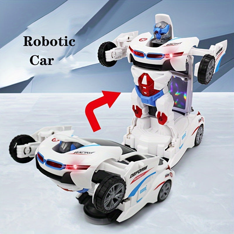 Voiture jouet robot ¨¤ d¨¦formation automatique, se transforme en voiture robot, ¨¦vite automatiquement les obstacles avec des lumi¨¨res et de la musique, cadeau d'anniversaire, cadeau de No?l, cadeau de vacances (piles non incluses), cadeau d'Halloween.