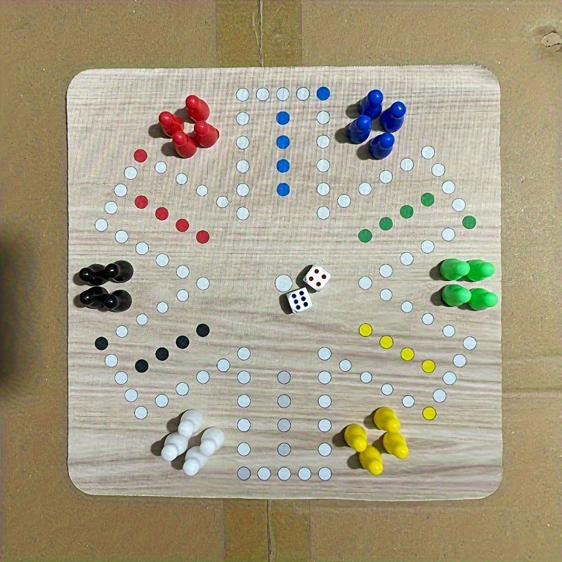 Jeu d'¨¦checs Volants pour 6 Joueurs - Grand Tapis de Souris de 9.45 pouces avec Plateau en Caoutchouc Color¨¦, 24 Pi¨¨ces aux 6 Couleurs Vives, 2 D¨¦s, Id¨¦al pour les R¨¦unions Familiales et Divertissement Festif