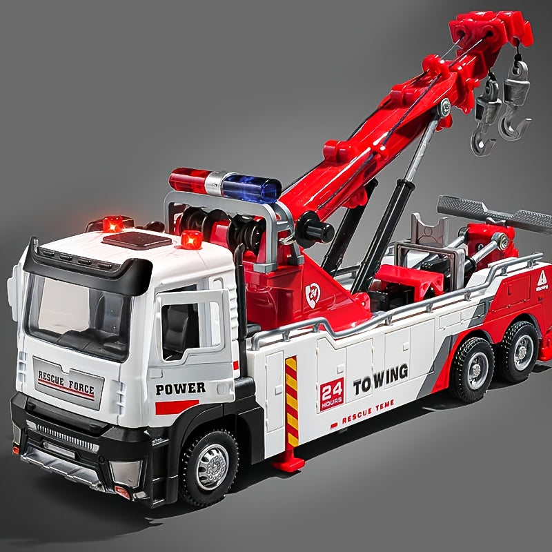 V¨¦hicule de sauvetage lourd ¨¤ tirer en plastique avec bras t¨¦lescopique et effets sonores pour gar?ons, cadeau pour les ages 6-12