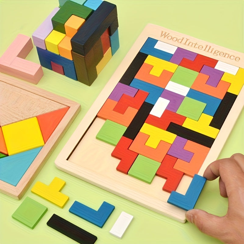 Jeu de puzzle en blocs de bois 3D color¨¦, casse-t¨ºte c¨¦r¨¦bral, cadeau id¨¦al pour Paques et Thanksgiving