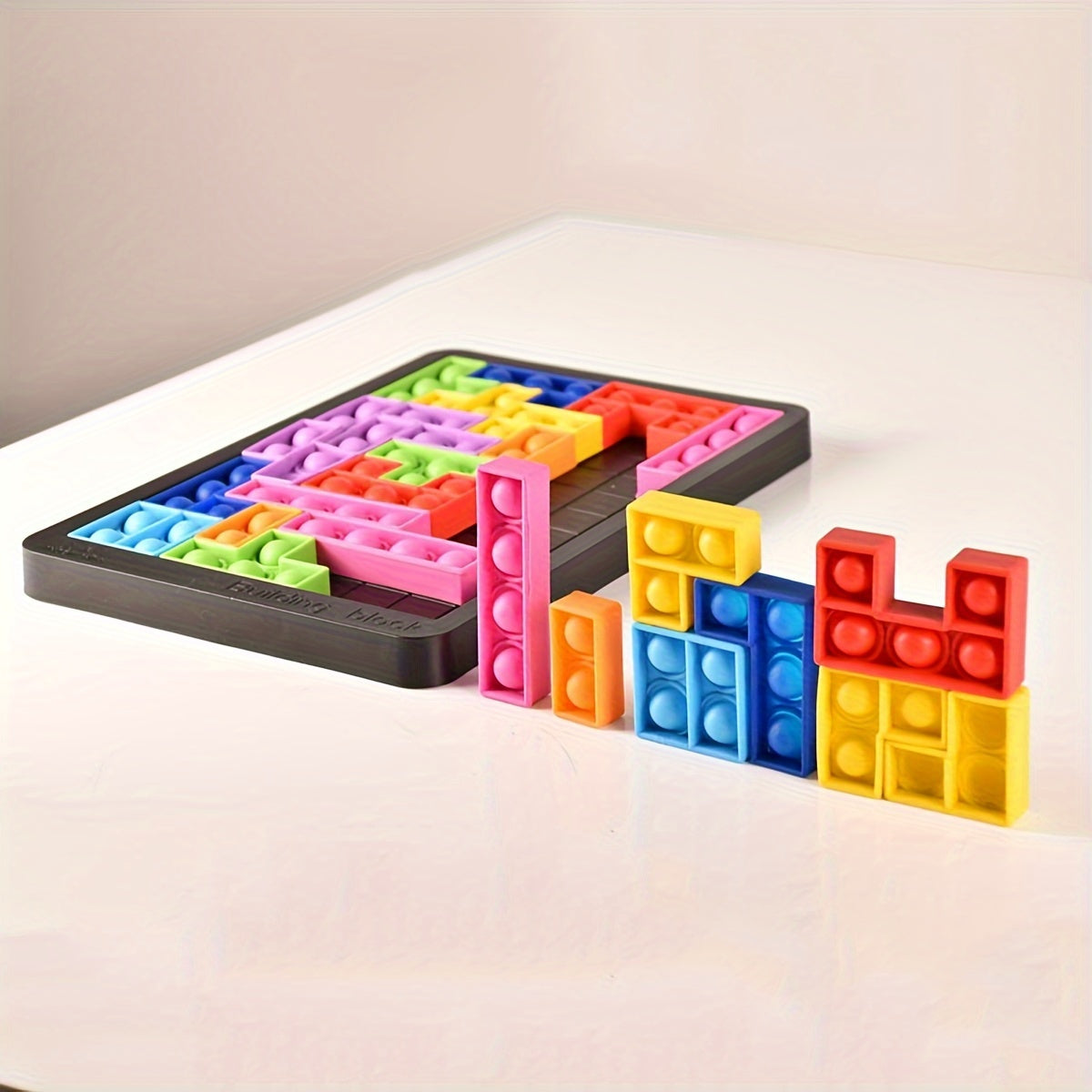Blocs de Construction Puzzle en Silicone Souple - Jeu de D¨¦fi C¨¦r¨¦bral et de D¨¦tente pour le Liement Parents-Jeunes, Jouet ¨¦ducatif