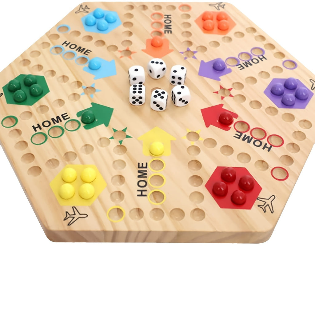 Jeu de Soci¨¦t¨¦ en Bois Recto-Verso - ¨¦checs Volants Hexagonaux pour 4 ¨¤ 6 Joueurs, Pi¨¨ces Color¨¦es et Conception Retroussable, Parfait pour les F¨ºtes, le Plaisir Familial et le Jeu Strat¨¦gique