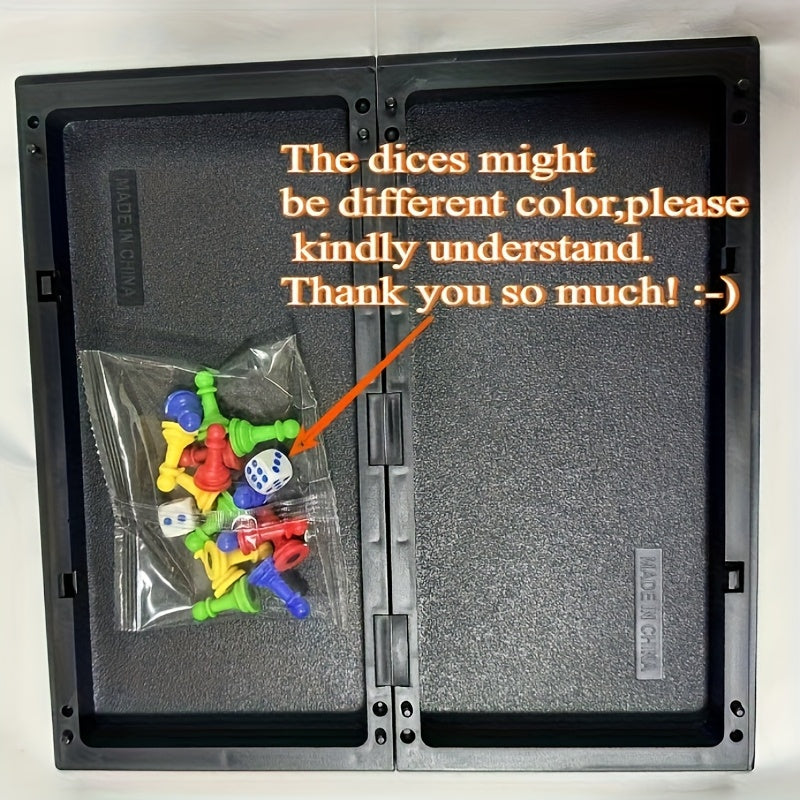 Ensemble de jeu de ludo d'¨¦checs magn¨¦tique 9.84X9.84 pouces avec 16 pi¨¨ces, 2 d¨¦s et un plateau \u002F Ludo quatre couleurs d'¨¦checs FUN divertissement sport de f¨ºte de rassemblement famille amis ¨¦v¨¦nement portable pliable