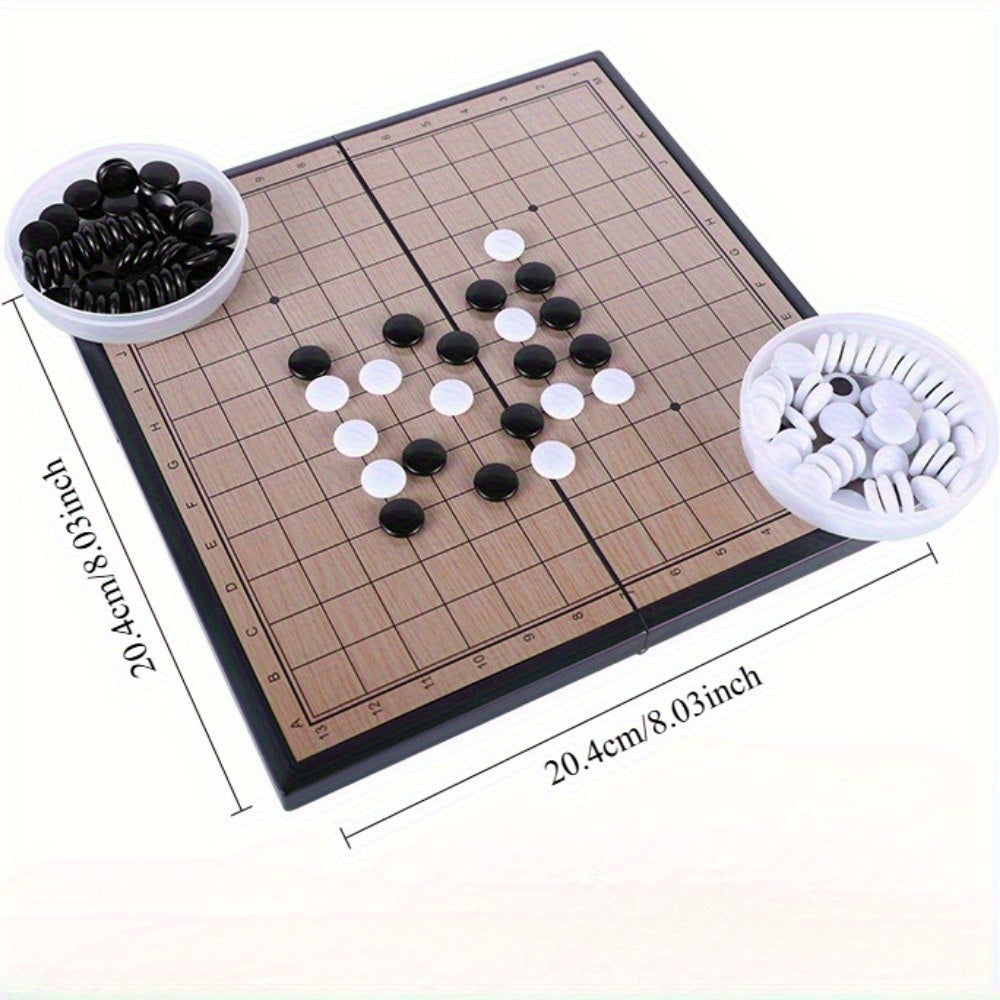 Jeu de Soci¨¦t¨¦ Go Magn¨¦tique Pliable - Plateau Strat¨¦gique Portable avec Pi¨¨ces Magn¨¦tiques Noires et Blanches en Mat¨¦riau Plastique Durable - Id¨¦al pour les Voyages, Soir¨¦es Familiales Amusantes - Cadeau d'Anniversaire Parfait