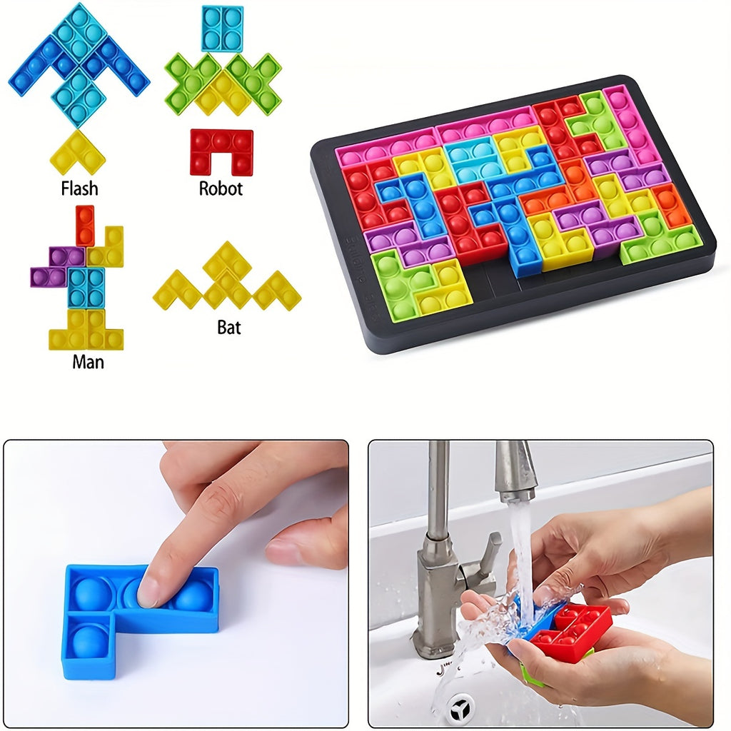 Blocs de Construction Puzzle en Silicone Souple - Jeu de D¨¦fi C¨¦r¨¦bral et de D¨¦tente pour le Liement Parents-Jeunes, Jouet ¨¦ducatif