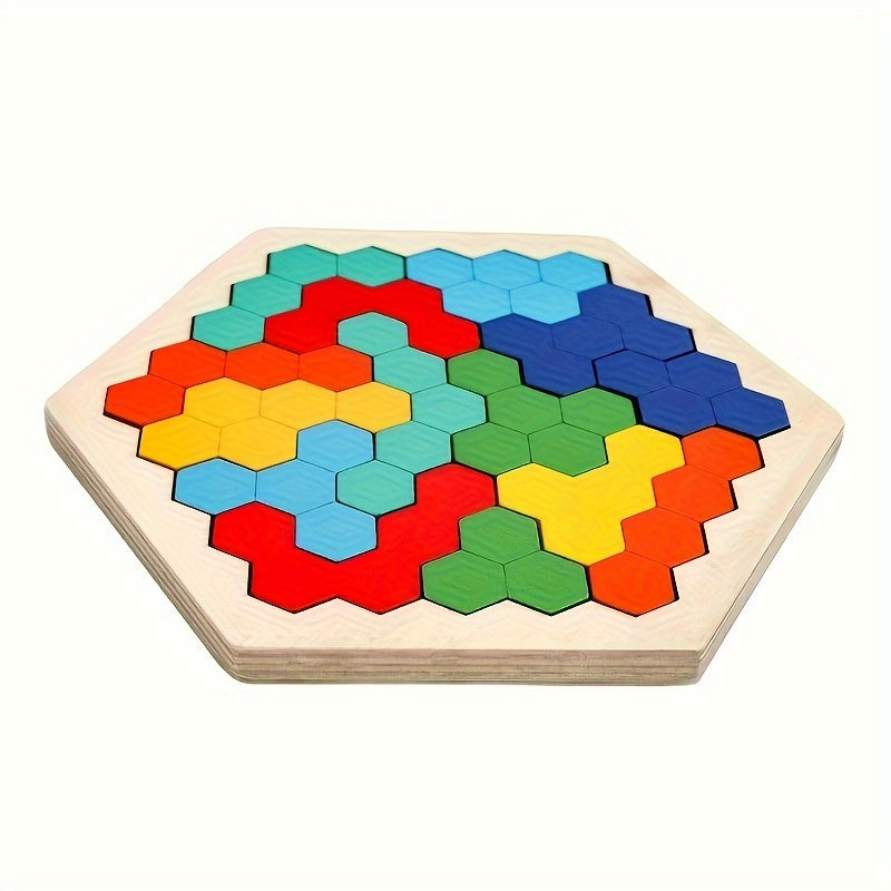 Puzzles en bois hexagonaux en 3D pour enfants, con?us comme jouets ¨¦ducatifs. Ces jeux de Tangram sont parfaits pour tester l'intelligence et font des cadeaux de No?l et de vacances.