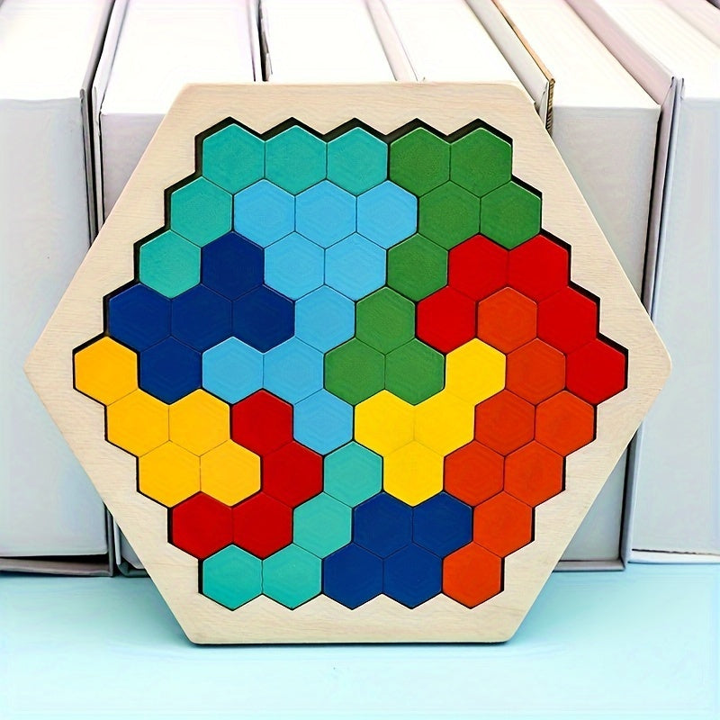 Puzzles en bois hexagonaux en 3D pour enfants, con?us comme jouets ¨¦ducatifs. Ces jeux de Tangram sont parfaits pour tester l'intelligence et font des cadeaux de No?l et de vacances.