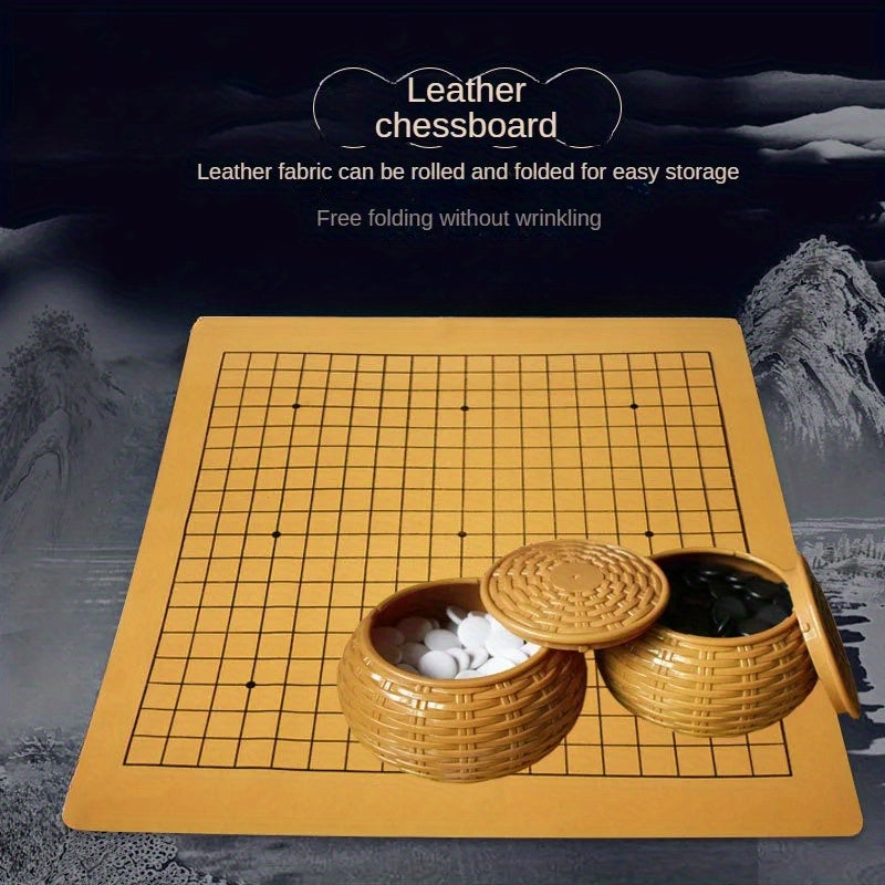 Ensemble de plateau d'¨¦checs pliable et portable avec ¨¦tui en cuir, mat¨¦riau ABS, jeu de loisirs de bureau, cadeau id¨¦al pour les vacances