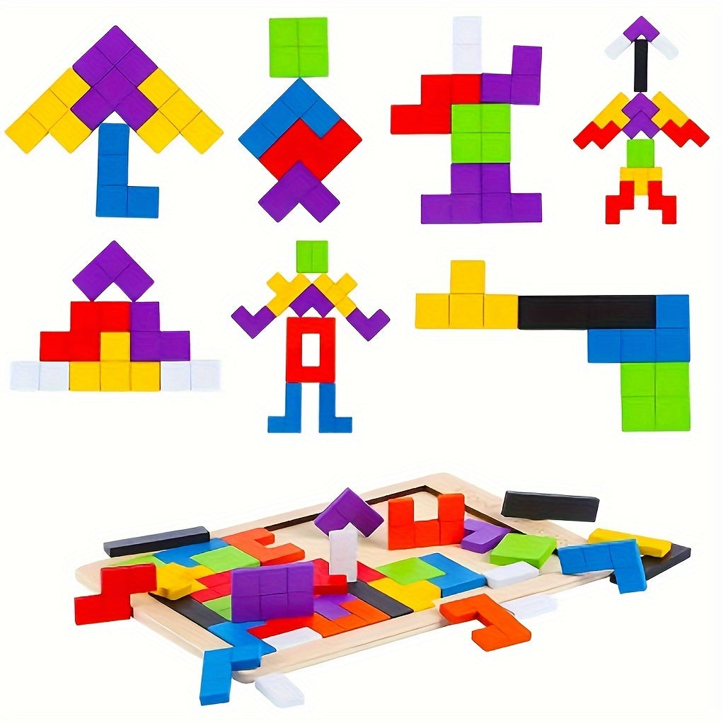 Jeu de puzzle en blocs de bois 3D color¨¦, casse-t¨ºte c¨¦r¨¦bral, cadeau id¨¦al pour Paques et Thanksgiving
