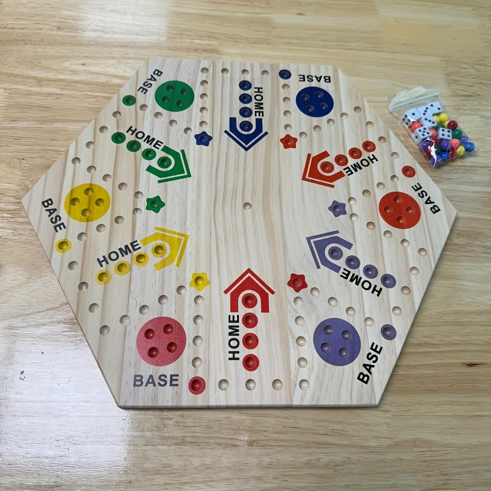 Un Jeu de Soci¨¦t¨¦ en Bois de Haute Qualit¨¦ ¨¤ Double Face, ¨¦chiquier Volant pour F¨ºte, pour 4-6 Joueurs, avec 6 Couleurs 24 Billes + 6 D¨¦s, le Meilleur Choix pour les Passionn¨¦s de Jeux