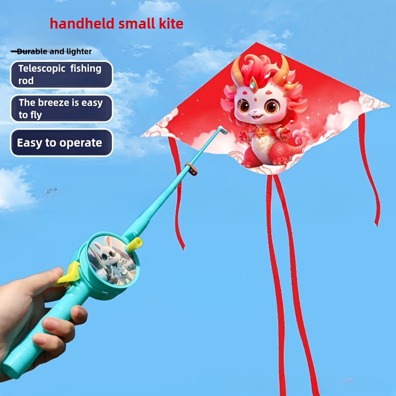 Cerf-volant canne ¨¤ p¨ºche, facile ¨¤ faire voler par vent l¨¦ger, petit cerf-volant manuel pour parcs ext¨¦rieurs