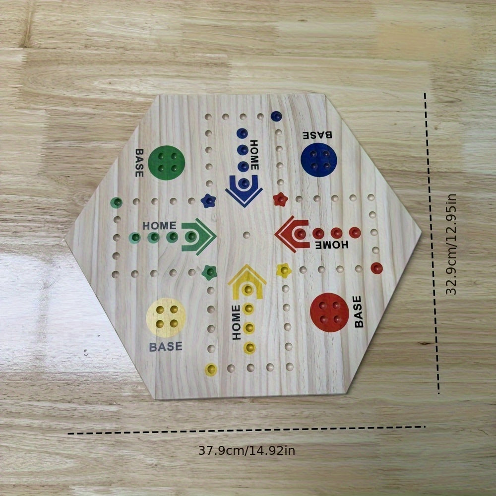 Un Jeu de Soci¨¦t¨¦ en Bois de Haute Qualit¨¦ ¨¤ Double Face, ¨¦chiquier Volant pour F¨ºte, pour 4-6 Joueurs, avec 6 Couleurs 24 Billes + 6 D¨¦s, le Meilleur Choix pour les Passionn¨¦s de Jeux