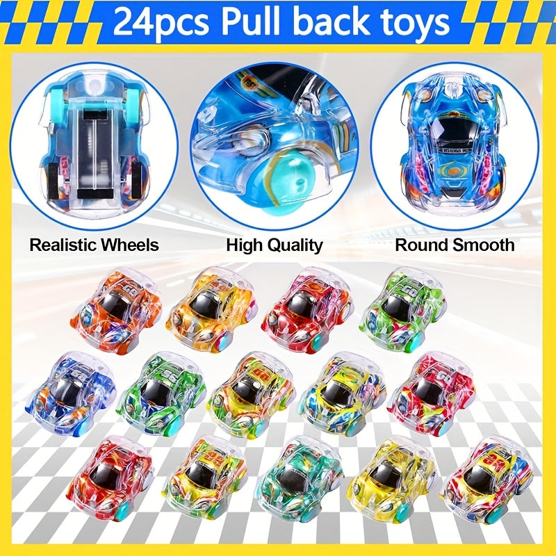 24pcs Mini Pullback Car Set, Pullback Racing Toy Party Favors, Classroom Prizes, Convient pour Halloween, Cadeaux de No?l, R¨¦compenses pour les jeunes, Couleurs au hasard