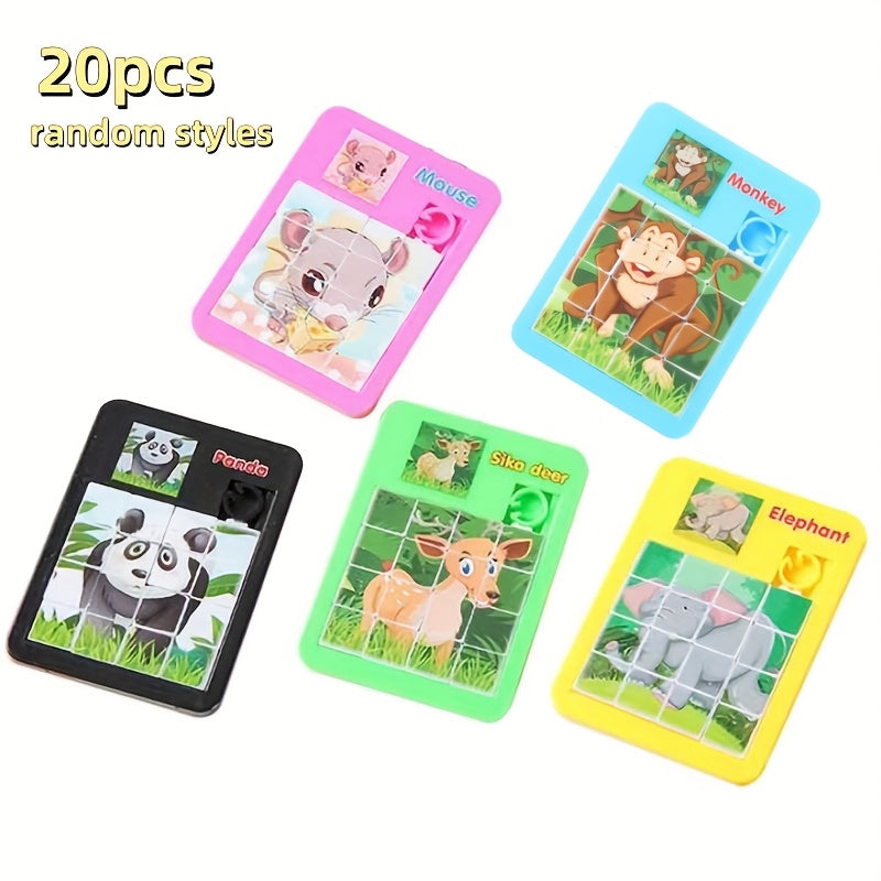 20 Puzzles ¨¦ducatifs en Plastique - Animaux Mignons et Cartoon - Cadeaux d'Anniversaire, R¨¦compenses de Classe, F¨ºtes et Carnavals