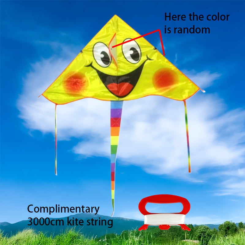 Cerf-volant s¨¦rie Sunshine 90 cm, motif joyeux, tissu r¨¦sistant, id¨¦al pour cadeaux entre amis, parcs, plages et sports a¨¦riens en plein air