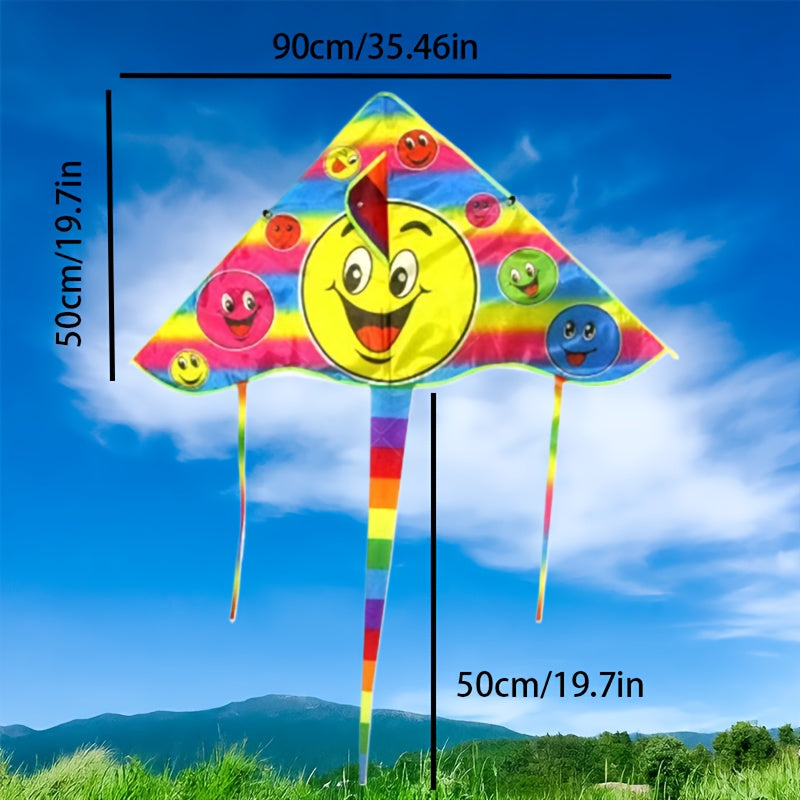 Cerf-volant s¨¦rie Sunshine 90 cm, motif joyeux, tissu r¨¦sistant, id¨¦al pour cadeaux entre amis, parcs, plages et sports a¨¦riens en plein air