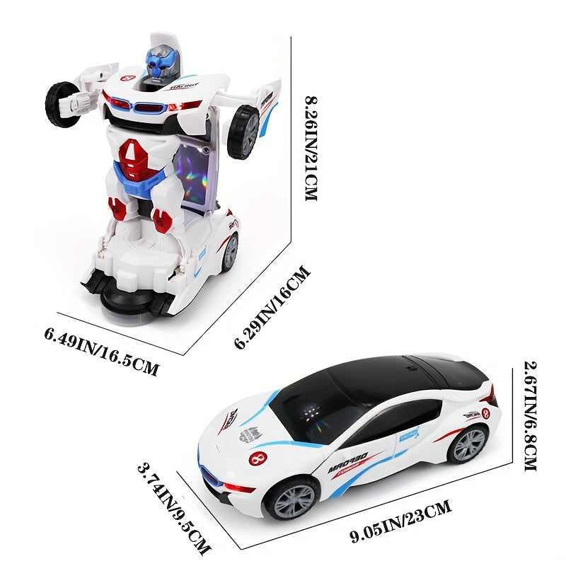 Voiture jouet robot ¨¤ d¨¦formation automatique, se transforme en voiture robot, ¨¦vite automatiquement les obstacles avec des lumi¨¨res et de la musique, cadeau d'anniversaire, cadeau de No?l, cadeau de vacances (piles non incluses), cadeau d'Halloween.