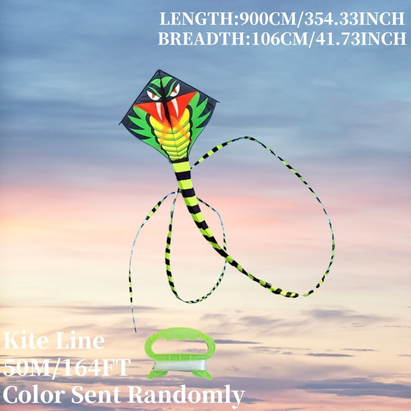 Cerf-volant G¨¦ant Cobra Vert avec Planche de Ligne Gratuite - Durable, Montage Facile pour le Plaisir en Ext¨¦rieur - Parfait pour le Jeu sur la Plage & au Parc, Cadeau Id¨¦al pour Halloween ou No?l, Meilleur pour No?l