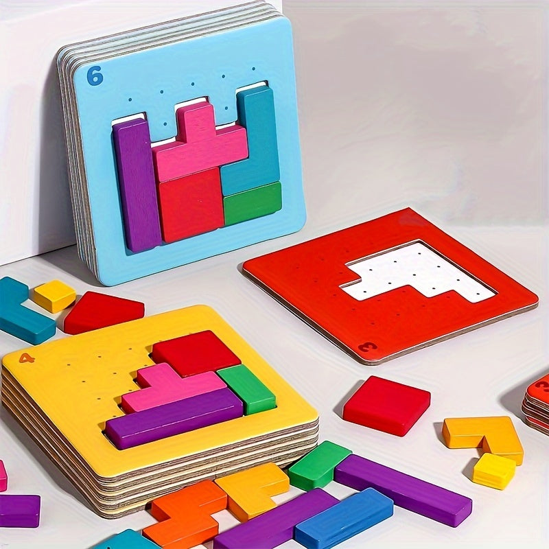 Puzzle g¨¦om¨¦trique en bois - Jeu de soci¨¦t¨¦ ¨¦ducatif - Jeu de soci¨¦t¨¦ interactif rapide - Outils p¨¦dagogiques - Cadeau de No?l