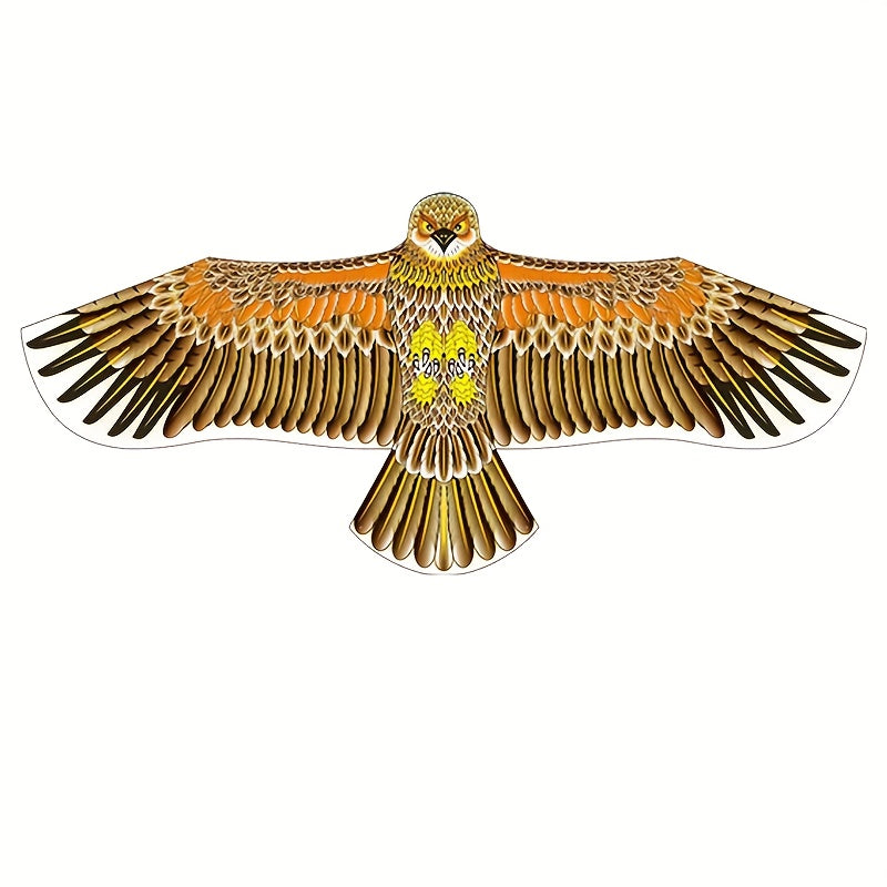 1pc Grande Cerf-Volant Aigle avec Plumes Vibrantes - Envergure de 3.9 pieds, Ligne R¨¦sistante de 98 pieds, Parfait pour la Plage, le Parc et les Activit¨¦s Familiales en Plein Air
