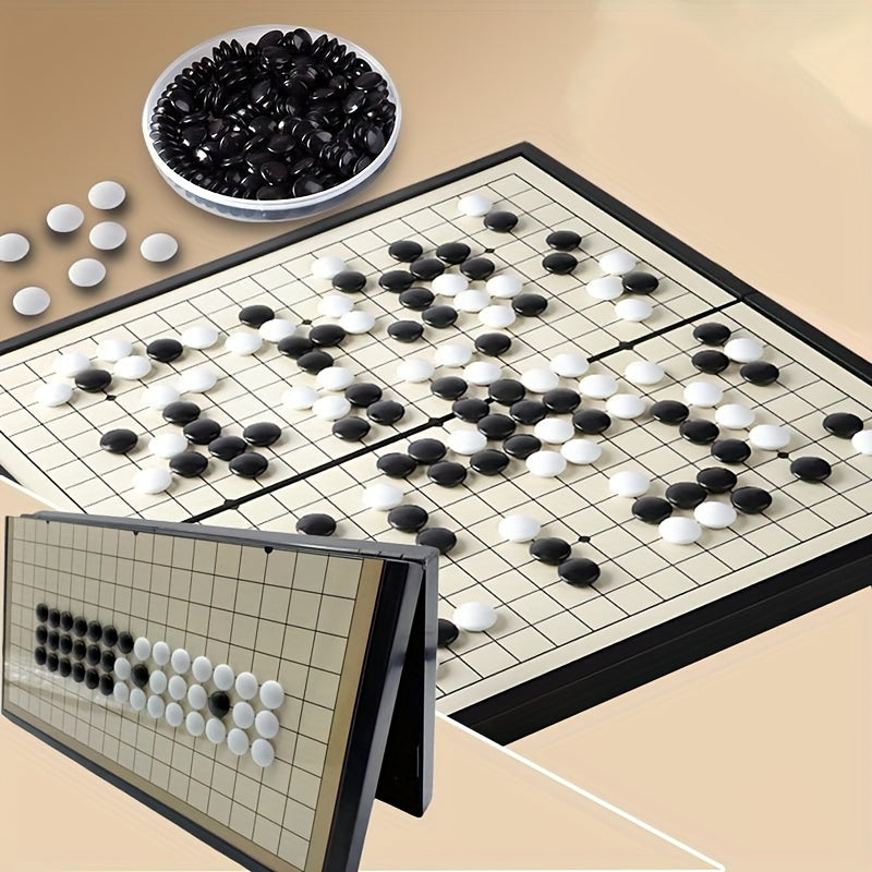 1 ensemble de jeu avanc¨¦ de Go chinois avec plateau pliable - pi¨¨ces d'¨¦checs classiques noires et blanches, jeu de collection artisanal, id¨¦al pour No?l, Thanksgiving et la Saint-Valentin