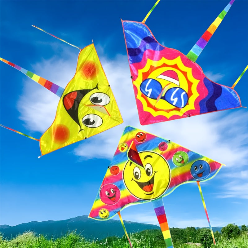 Cerf-volant s¨¦rie Sunshine 90 cm, motif joyeux, tissu r¨¦sistant, id¨¦al pour cadeaux entre amis, parcs, plages et sports a¨¦riens en plein air