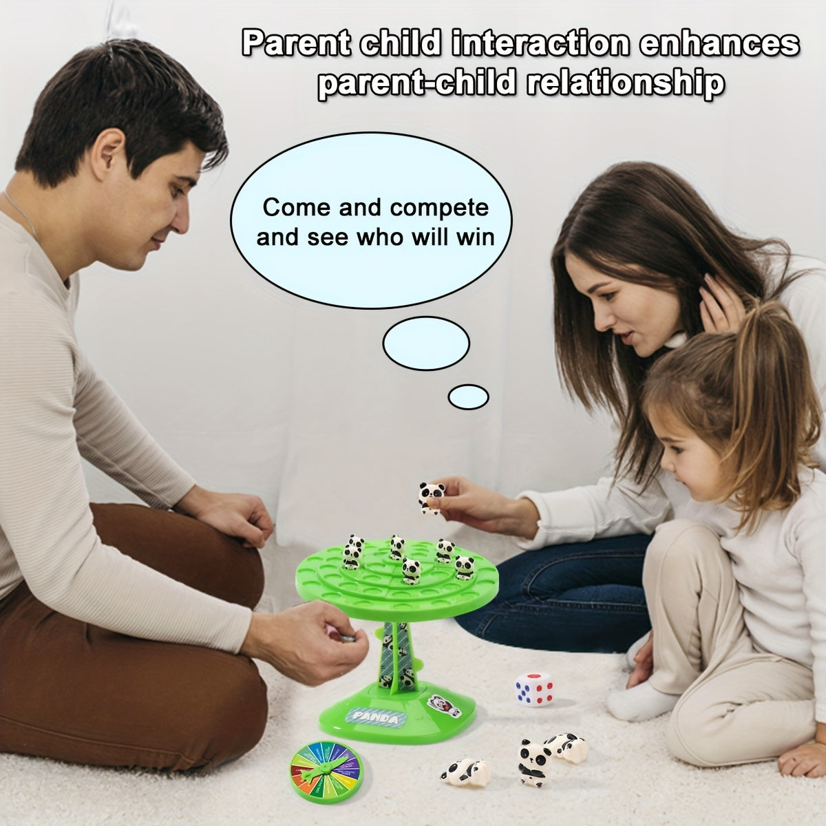 Jeu d'¨¦quilibre Panda - Puzzle interactif familial avec 46 d¨¦fis amusants, base en plastique vert et figurines de pandas noir\u002Fblanc, jeu ¨¦ducatif STEM pour enfants et parents