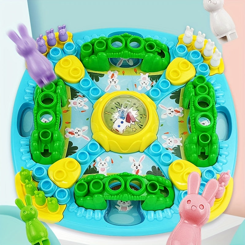 Jeu d'¨¦checs Volant Petit Lapin - Strat¨¦gie Familiale Interactif pour 4 Joueurs, Jouet ¨¦ducatif pour 3 ans et plus, Pi¨¨ces de Lapins Color¨¦es & Conception Amusante de Tunnels, Mat¨¦riau ABS Durable, Cadeau Id¨¦al pour Anniversaire et No?l