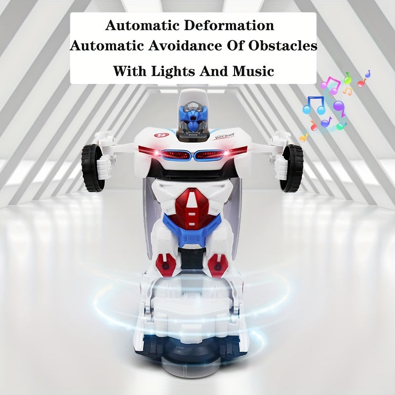Voiture jouet robot ¨¤ d¨¦formation automatique, se transforme en voiture robot, ¨¦vite automatiquement les obstacles avec des lumi¨¨res et de la musique, cadeau d'anniversaire, cadeau de No?l, cadeau de vacances (piles non incluses), cadeau d'Halloween.