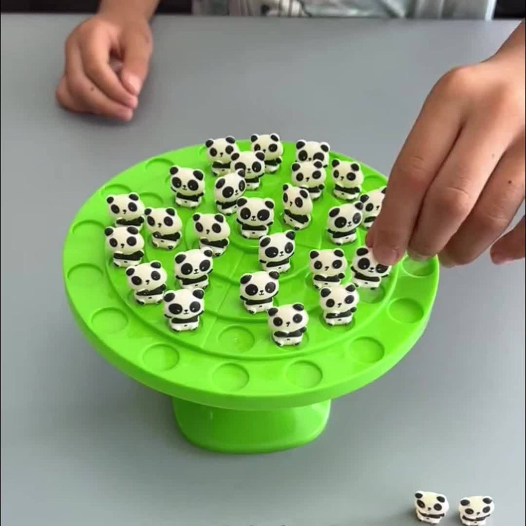 Jeu d'¨¦quilibre Panda - Puzzle interactif familial avec 46 d¨¦fis amusants, base en plastique vert et figurines de pandas noir\u002Fblanc, jeu ¨¦ducatif STEM pour enfants et parents