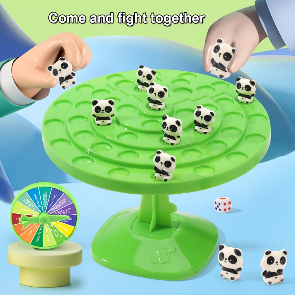 Jeu d'¨¦quilibre Panda - Puzzle interactif familial avec 46 d¨¦fis amusants, base en plastique vert et figurines de pandas noir\u002Fblanc, jeu ¨¦ducatif STEM pour enfants et parents