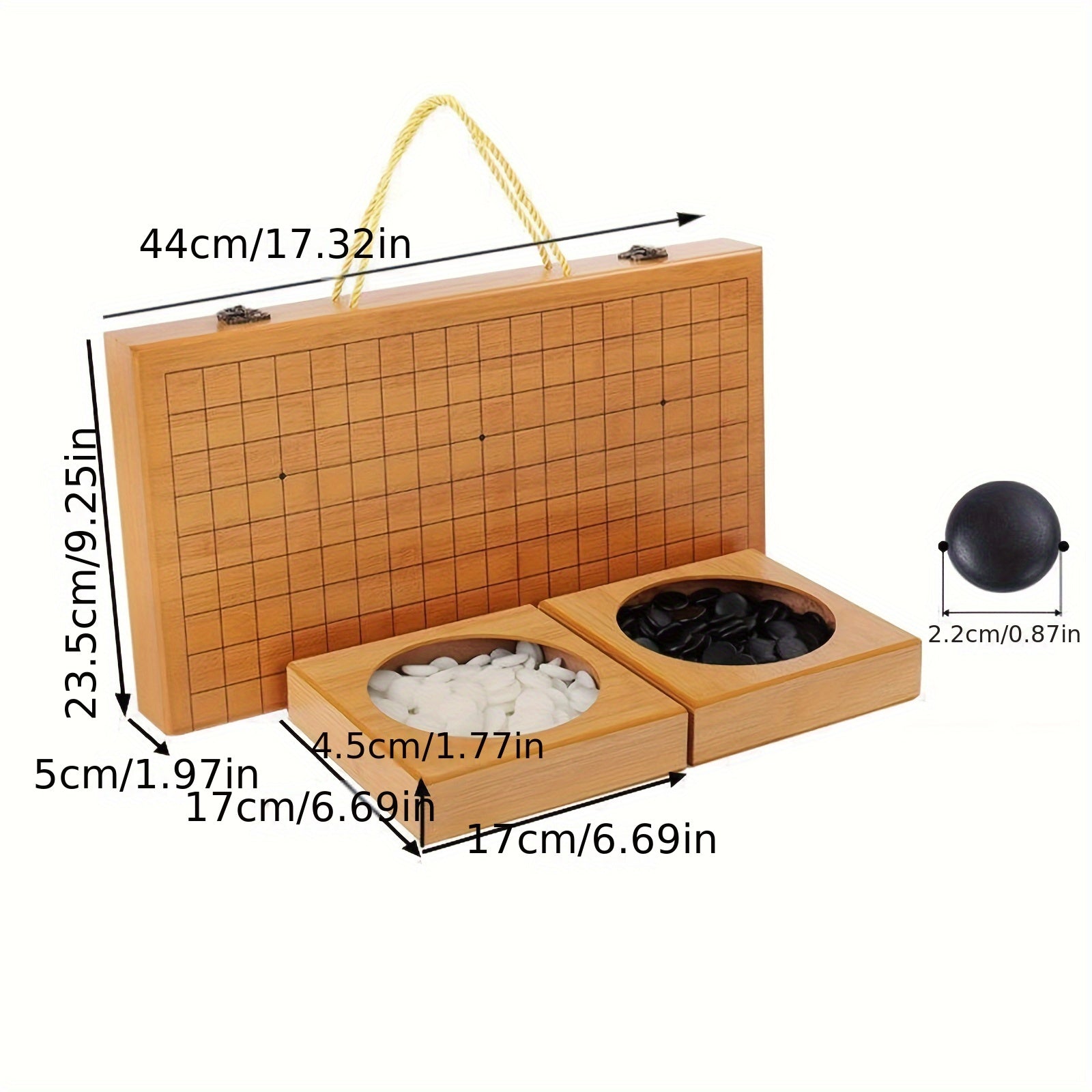Jeu de Plateau Pliable en Bambou Go, Bo?te de Jeu All Nature Go, Plateau de Jeu de Strat¨¦gie Chinois Weiqi Gomku Pliable avec 171 Pions d'¨¦checs en Imitation Jade et Deux Bols en Bambou
