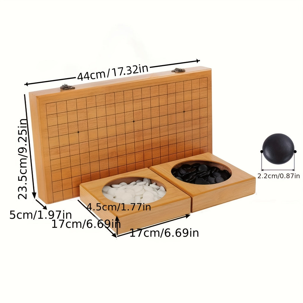 Jeu de Plateau Pliable en Bambou Go, Bo?te de Jeu All Nature Go, Plateau de Jeu de Strat¨¦gie Chinois Weiqi Gomku Pliable avec 171 Pions d'¨¦checs en Imitation Jade et Deux Bols en Bambou