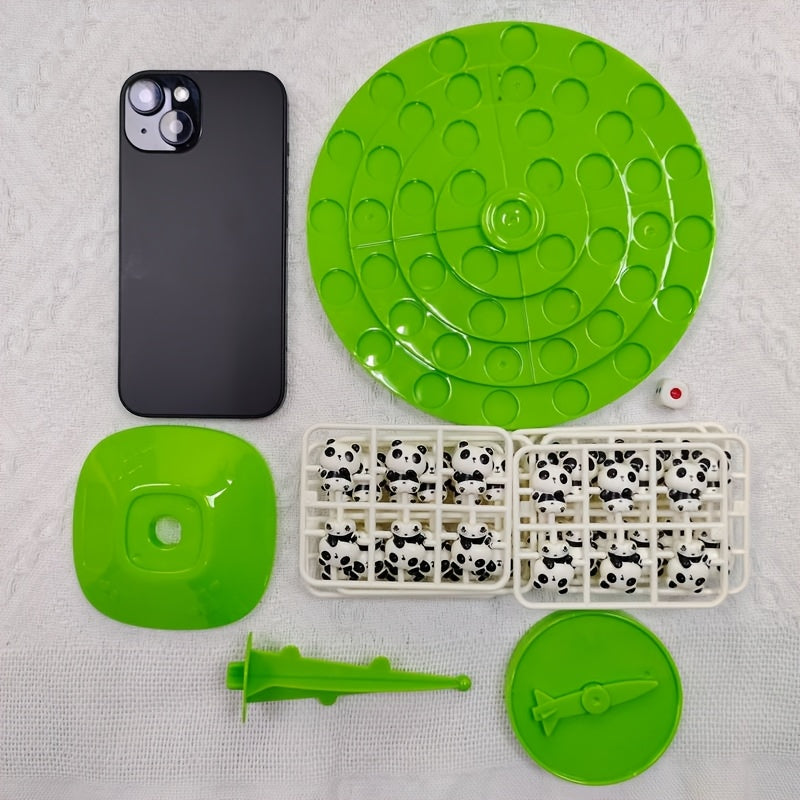 Jeu d'¨¦quilibre Panda - Puzzle interactif familial avec 46 d¨¦fis amusants, base en plastique vert et figurines de pandas noir\u002Fblanc, jeu ¨¦ducatif STEM pour enfants et parents