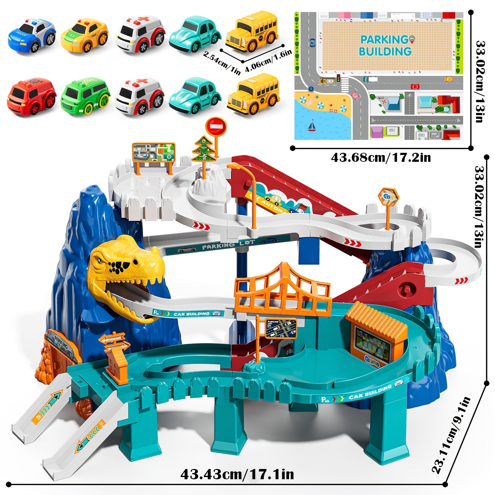 Ensemble de Jeu Aventure Tunnel Dinosaure pour Gar?ons 3-5 Ans, Ensemble de Jeux avec Voie Ferr¨¦e et Collines ¨¤ Gratter en Forme de Dinosaures, Mini Voitures de Course, Jouets de Piste Rampe pour Enfants, Cadeau Id¨¦al pour les Vacances