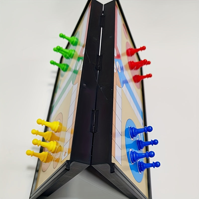 Ensemble de jeu de ludo d'¨¦checs magn¨¦tique 9.84X9.84 pouces avec 16 pi¨¨ces, 2 d¨¦s et un plateau \u002F Ludo quatre couleurs d'¨¦checs FUN divertissement sport de f¨ºte de rassemblement famille amis ¨¦v¨¦nement portable pliable