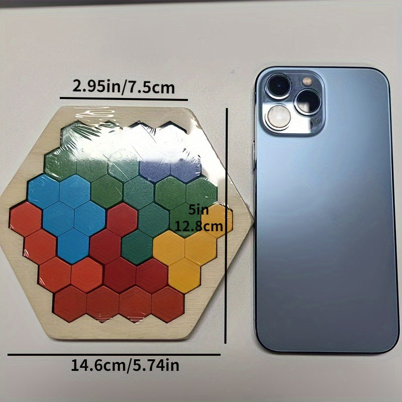 Puzzles en bois hexagonaux en 3D pour enfants, con?us comme jouets ¨¦ducatifs. Ces jeux de Tangram sont parfaits pour tester l'intelligence et font des cadeaux de No?l et de vacances.