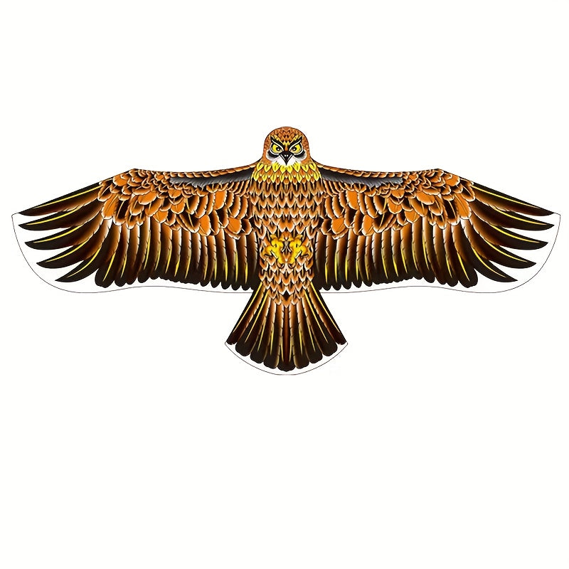 1pc Grande Cerf-Volant Aigle avec Plumes Vibrantes - Envergure de 3.9 pieds, Ligne R¨¦sistante de 98 pieds, Parfait pour la Plage, le Parc et les Activit¨¦s Familiales en Plein Air