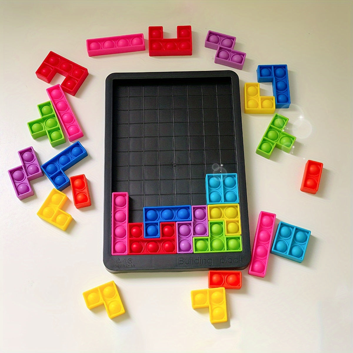 Blocs de Construction Puzzle en Silicone Souple - Jeu de D¨¦fi C¨¦r¨¦bral et de D¨¦tente pour le Liement Parents-Jeunes, Jouet ¨¦ducatif
